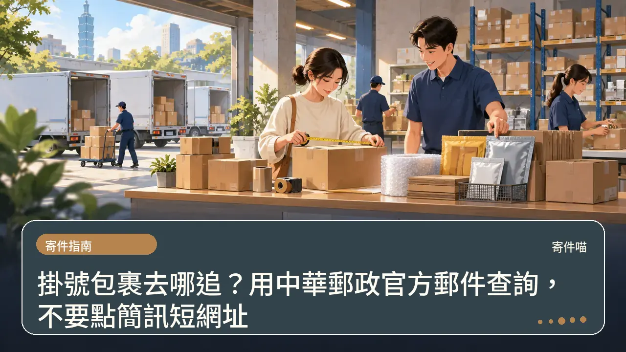 掛號包裹去哪追？用中華郵政官方郵件查詢，不要點簡訊短網址主題插畫