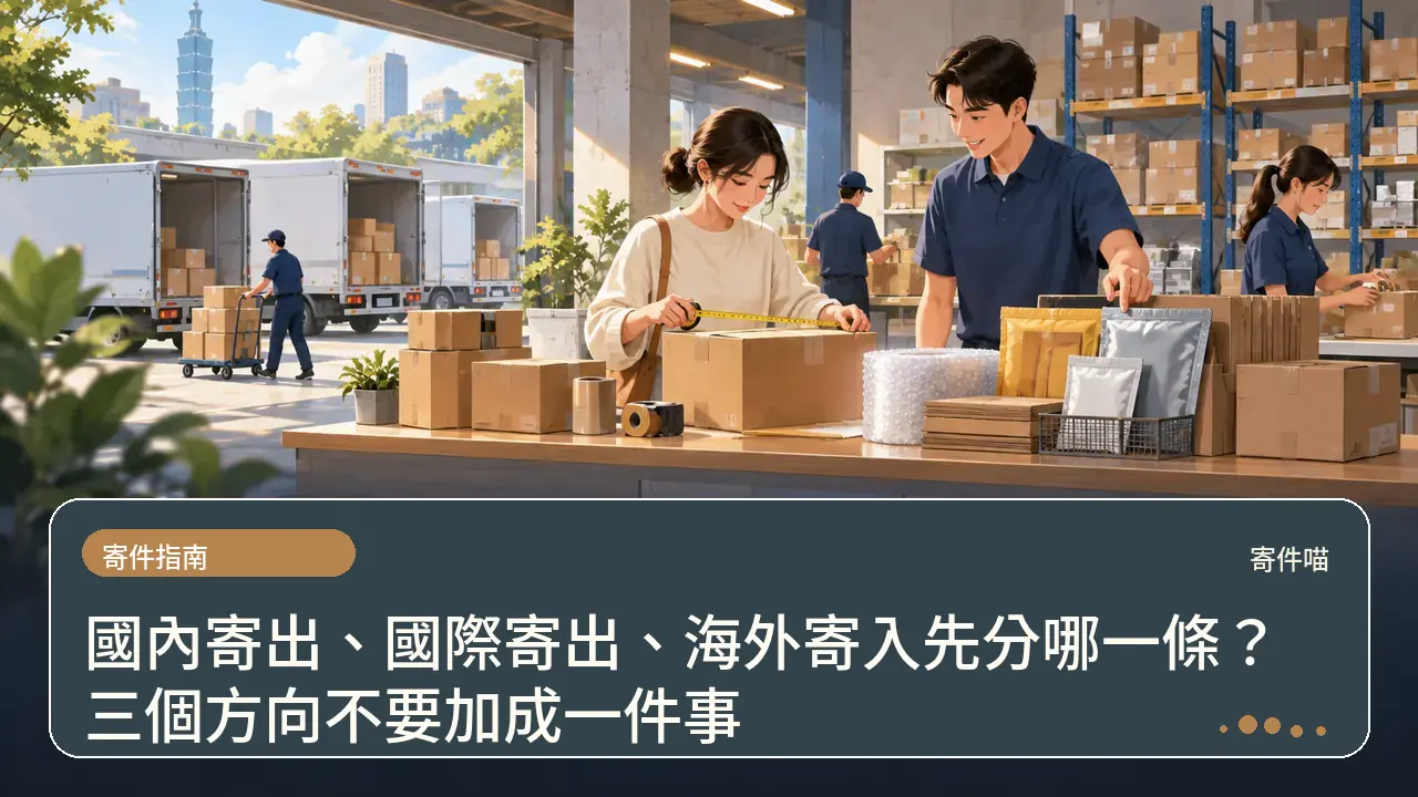 國內寄出、國際寄出、海外寄入先分哪一條?三個方向不要加成一件事主題插畫