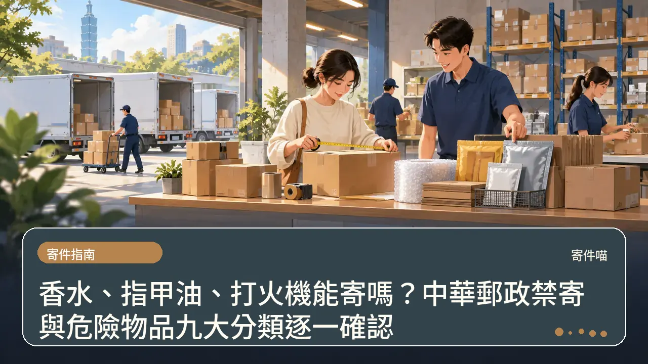 香水、指甲油、打火機能寄嗎?中華郵政禁寄與危險物品九大分類逐一確認主題插畫