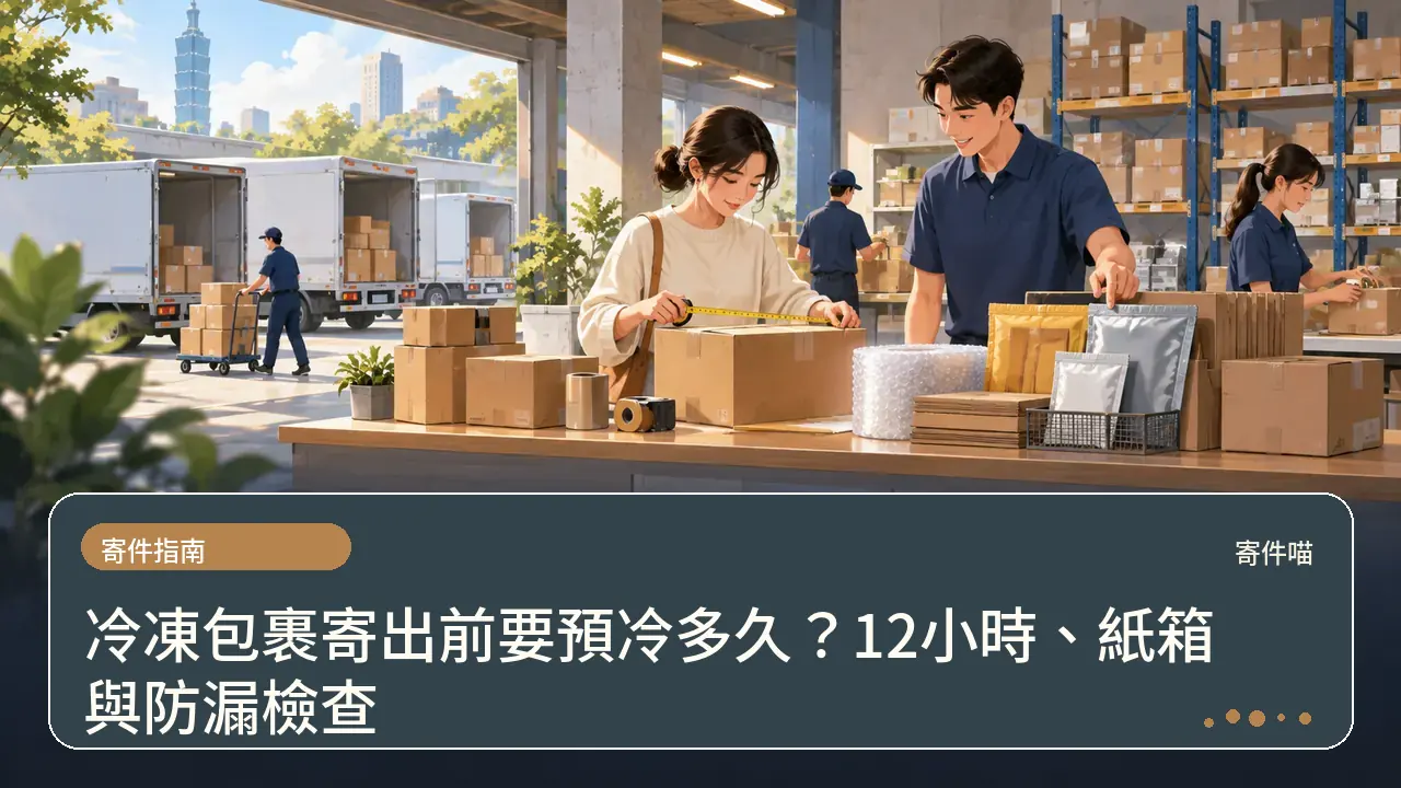 冷凍包裹寄出前要預冷多久？12小時、紙箱與防漏檢查主題插畫