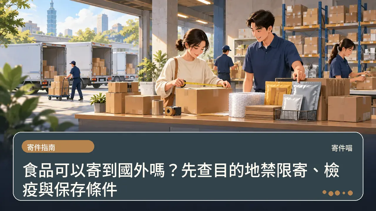 食品可以寄到國外嗎?先查目的地禁限寄、檢疫與保存條件主題插畫
