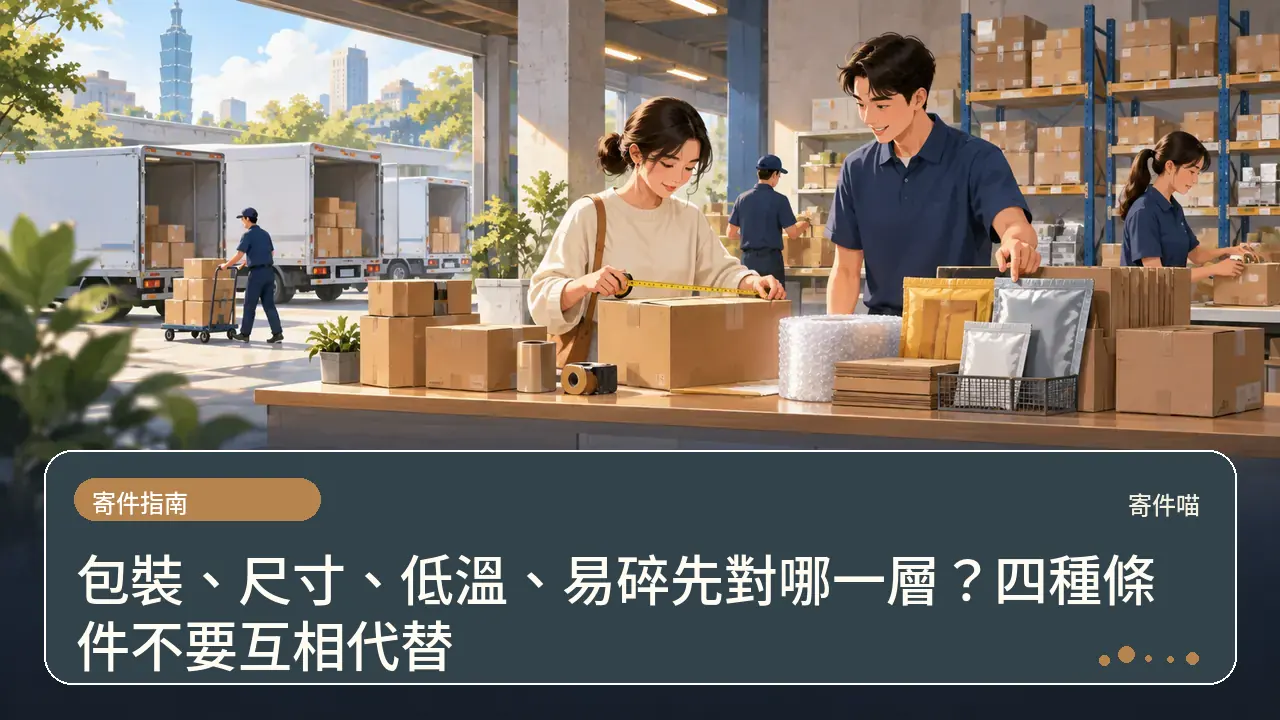包裝、尺寸、低溫、易碎先對哪一層?四種條件不要互相代替主題插畫