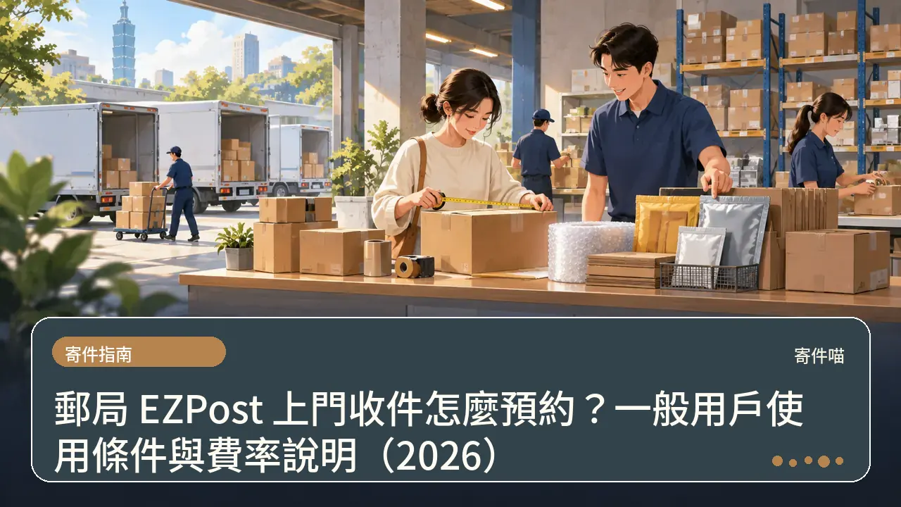 郵局 EZPost 上門收件怎麼預約?一般用戶使用條件與費率說明(2026)主題插畫