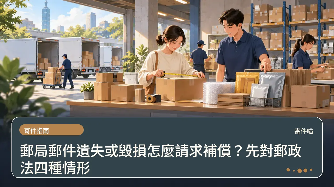 郵局郵件遺失或毀損怎麼請求補償?先對郵政法四種情形主題插畫