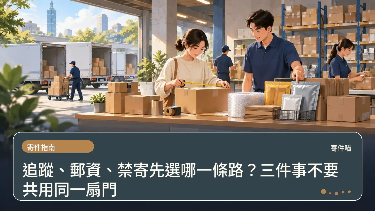 追蹤、郵資、禁寄先選哪一條路？三件事不要共用同一扇門主題插畫